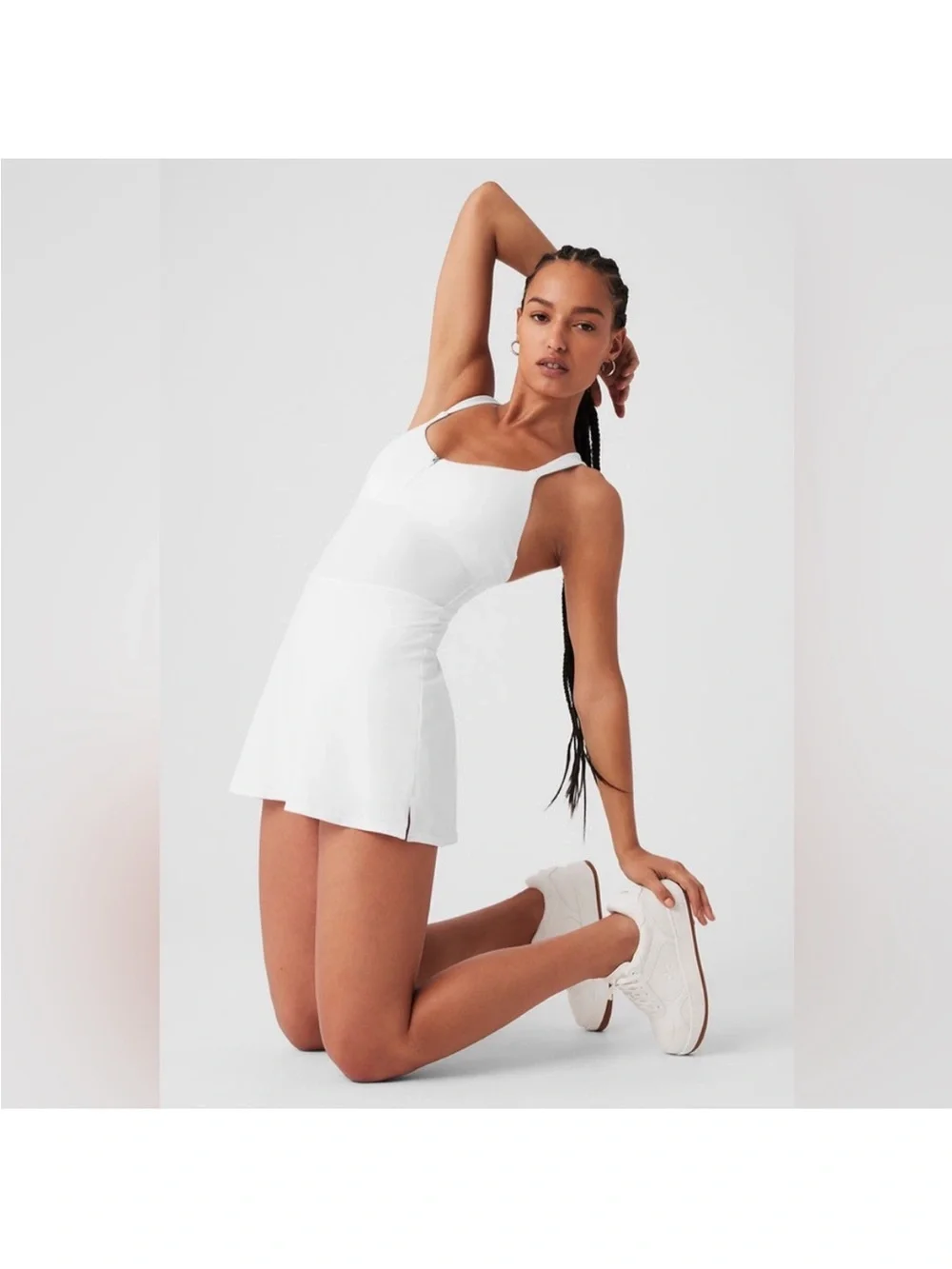 ALO Yoga Showcase Zip Tennis Dress White Small Alosoft